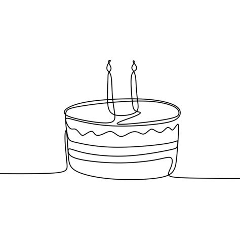 Birthday cake image bennisons bakery birthday specialty cakes custom decoration. Single Line Drawing Birthday Cake Minimalism Design Vector ...