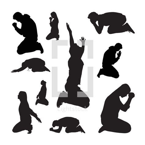 Stock Vector Silhouettes Of A Men And Women Praying And By Prixel