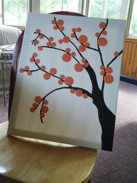Button Tree On Canvas Button Art On Canvas Button Art Crafts