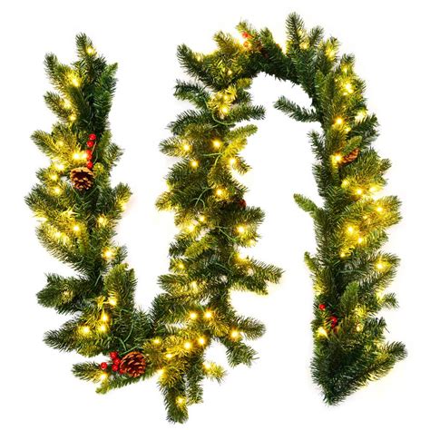 Costway 9 Ft Battery Operated Pre Lit Led Artificial Fall Garland With