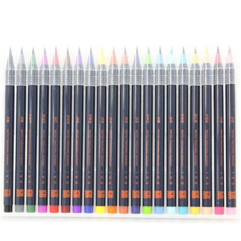 20 Akashiya Sai Watercolor Brush Pen Set True Color Japanese Etsy