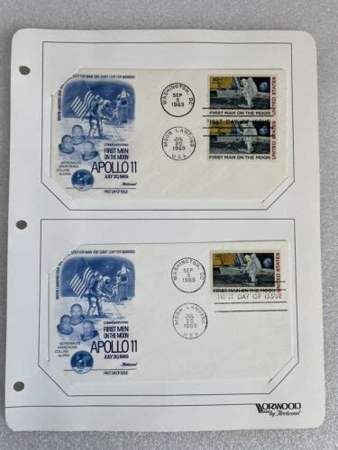 1969 First Men On The Moon Apollo 11 1st Day Of Issue Stamped Envelopes