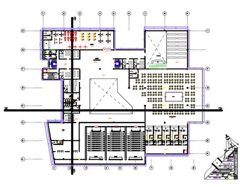 2d Cad Drawing Of Floor Level Shopping Mall Auto Cad Software Cadbull