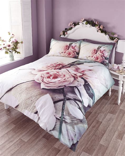 Vintage Rose Photo Print Duvet Quilt Cover Bedding Set