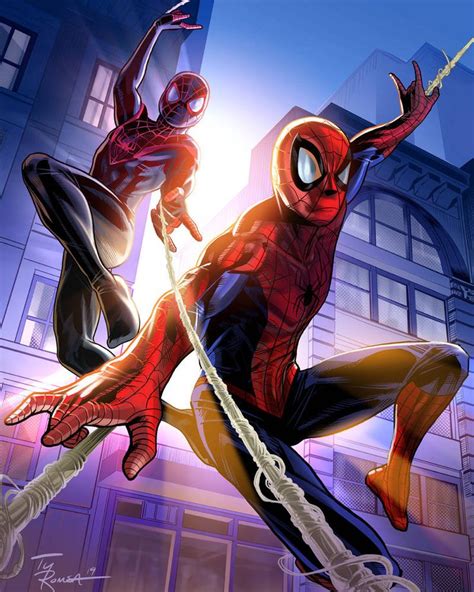 Peter Parker And Miles Morales Spidermen By Tyromsa On Deviantart