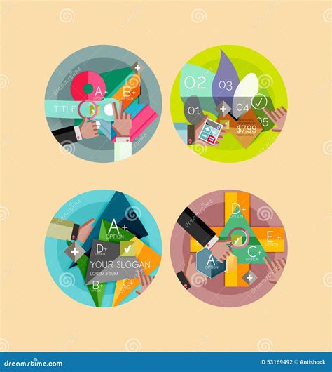 Set Of Flat Design Circle Infographic Icons Stock Vector Illustration