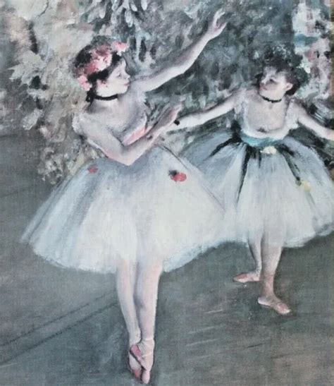 Edgar Degas Two Dancers On Stage Painting 30x22 Canvas Print Framed 65