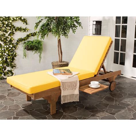 Safavieh Newport Teak Brown Outdoor Patio Chaise Lounge Chair With