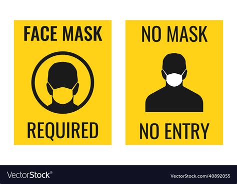 Face Mask Required No Mask No Entry Sign Vector Image