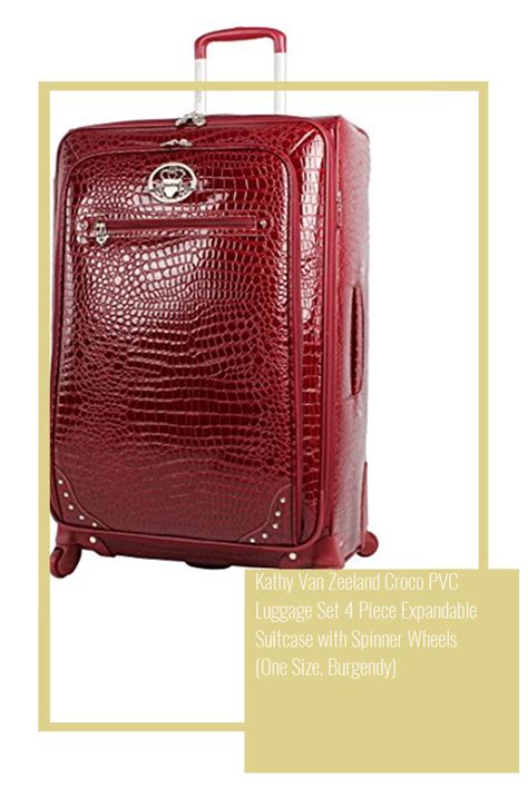 Kathy Van Zeeland Croco Pvc Luggage Set 4 Piece Expandable Suitcase