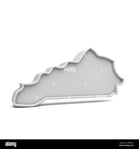 American State Of Kentucky Simple 3d Map In White Grey 3d Rendering