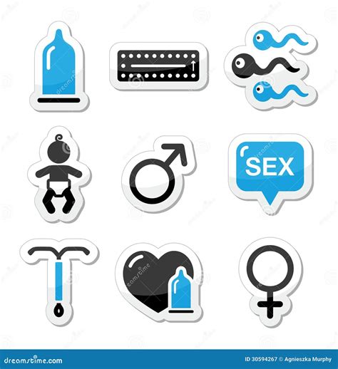 Métodos De La Contracepción Sexo De Los Iconos Del Sexo Stock De Ilustración Ilustración De