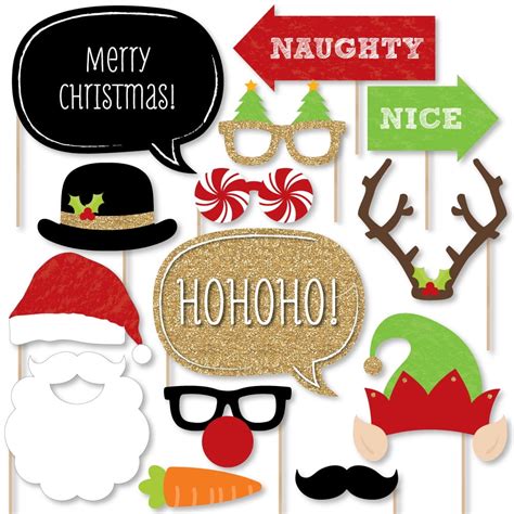Holiday Party Photo Booth Props Kit 20 Count
