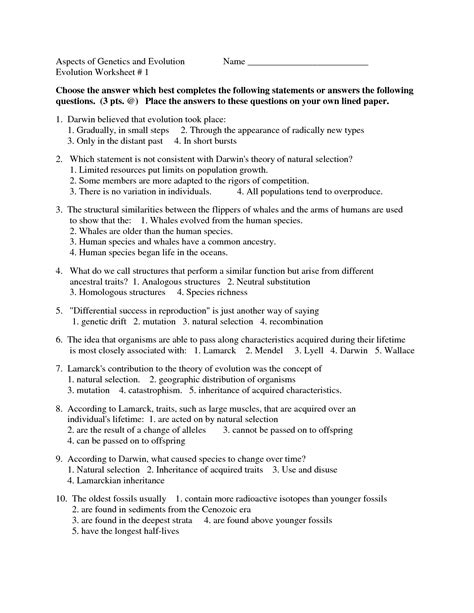 What worm has natural selection selected against? 12 Best Images of Darwin's Natural Selection Worksheet Key - Evolution by Natural Selection ...