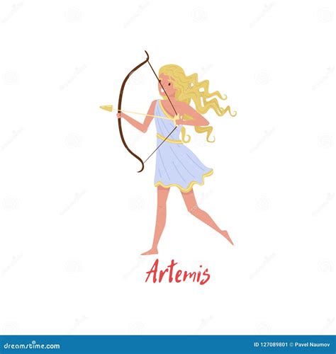 Artemis Olympian Greek Goddes Ancient Greece Myths Cartoon Character
