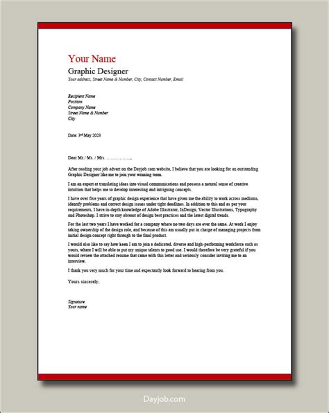 Graphic Designer Cover Letter Covering Letter Samples Job Application