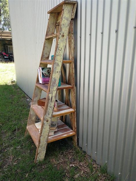 Upcycled Wooden Ladder Wooden Ladder Decor Old Wooden Ladders