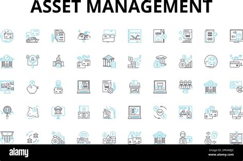 Asset Management Linear Icons Set Investments Portfolio Allocation Equity Diversification