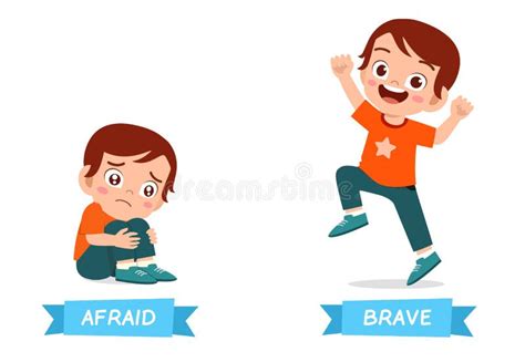 Opposite Afraid And Brave Stock Vector Illustration Of Elements