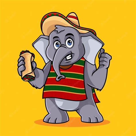 premium vector cute elephant mexican burrito mascot vector illustration