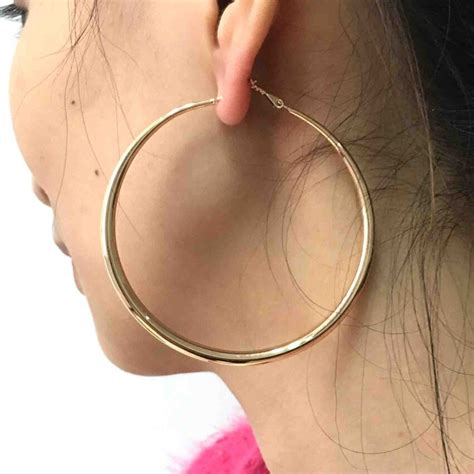 Uken Big Smooth 65mm Diameter Alloy Hoop Earrings Statement Jewelry For Women 2018 Fashion