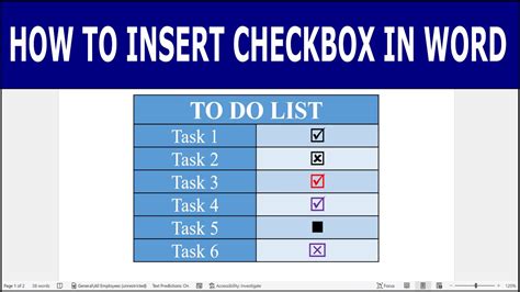 How To Insert A Checkbox In Word Make A Checklist In Word Add A Fillable Checkbox In Word