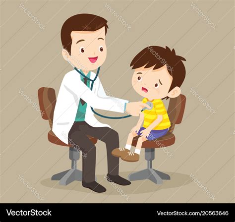 Doctor Is Seeing A Small Boy Royalty Free Vector Image