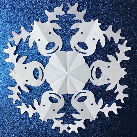 All of my snowflakes templates, large and small, print out on a full sheet of 8.5' x 11 paper. Reindeer (PDF | Paper snowflake patterns, Snowflake ...