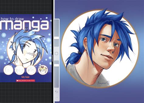 Blue Haired Boy And Two Tone Haired Boy How To Draw Manga Drawn By