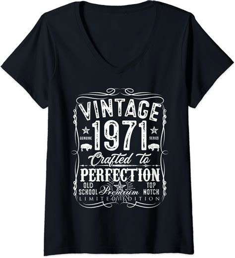 womens vintage 1971 classic retro 50 years old 50th birthday v neck t shirt uk fashion