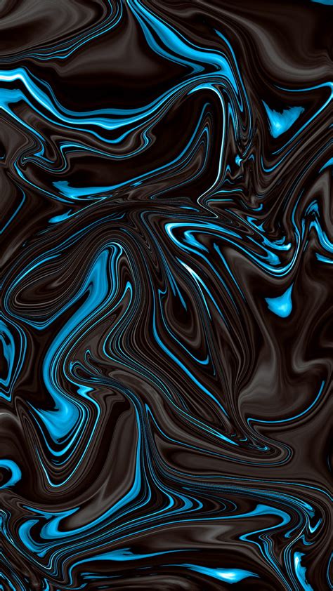 Blue Liquid Design Abstract Black Colors Cream Flow Lava Magma