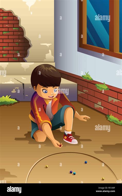 Boy Playing Marbles Stock Vector Images Alamy