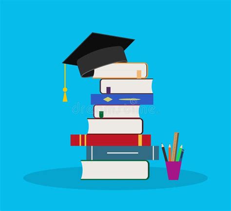 Education In School With Book Hat Icon For Student University Pile