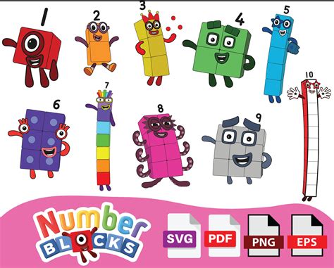 Number Blocks Svg Pack 1 10 Numberblocks Svg Png Pdf Eps Number Blocks
