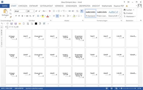 Gehen sie wie unter punkt 2. Jede Zelle einer Excel Tabelle auf eine einzelne Word ...