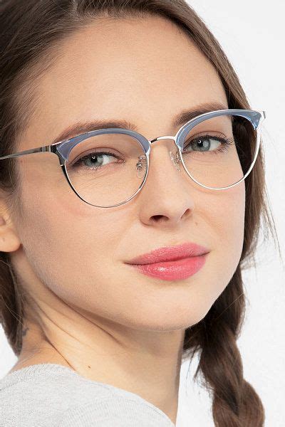 Bouquet Round Blue Silver Glasses For Women Eyebuydirect Eyeglasses