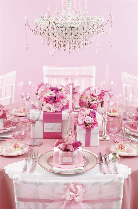 Pink Parisian Wedding Pink Party Tables Pink Table Settings Pink Table