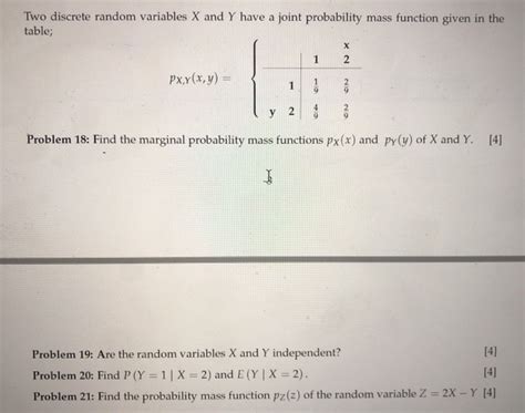 Solved Two Discrete Random Variables X And Y Have A Joint Chegg