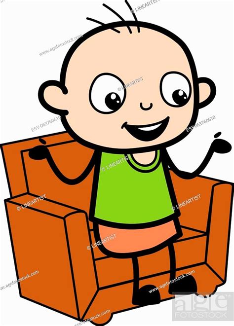 Cartoon Bald Boy Talking On Sofa Stock Vector Vector And Low Budget