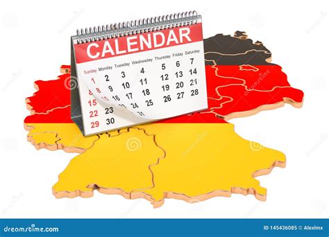Calendario De Escritorio En El Mapa De Alemania Representacin 3d Stock