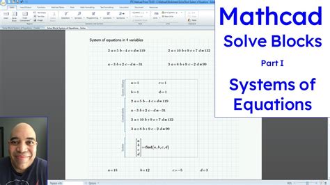 Ptc Mathcad Prime Solve Blocks Part Solving A System Of Equations Youtube