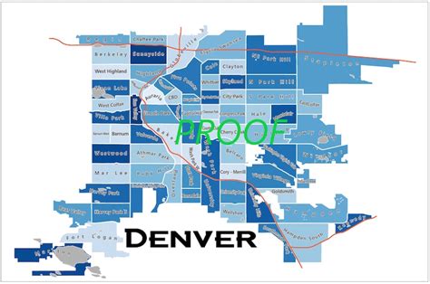 Denver Neighborhoods Map Etsy