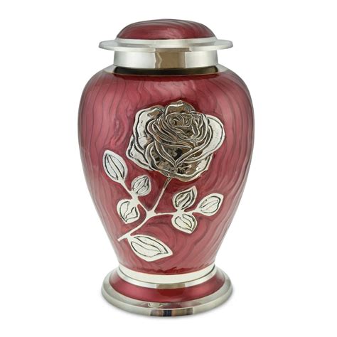Adult Brass Cremation Urn Classic Form Red Brass Rose And Bands Cherished Urns