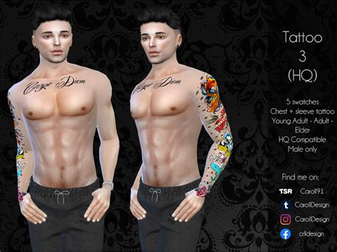 The Sims 4 Cc Tattoo Set For Males And Females Sims 4 Body Mods Sims