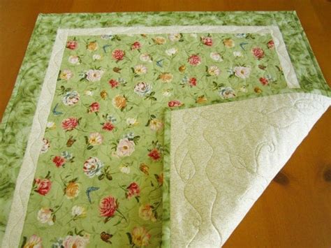 Green Floral Quilted Table Topper