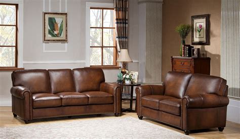 Royale Camel Brown Leather Living Room Set From Amax