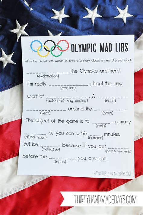 Kids activities, wendy loves creating crafts, activities and printables that help teachers educate and give parents creative ways. Olympic Mad Libs with Thirty Handmade Days {Fun in the Sun ...