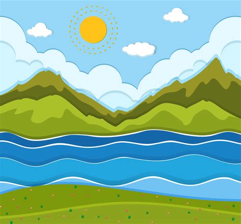 A beautiful river landscape 374233 Vector Art at Vecteezy