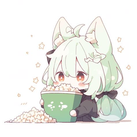 Premium Ai Image Anime Girl Eating Popcorn While Sitting On The