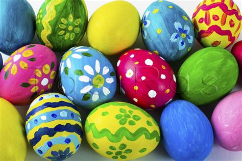 Easter background of multicolored Easter eggs